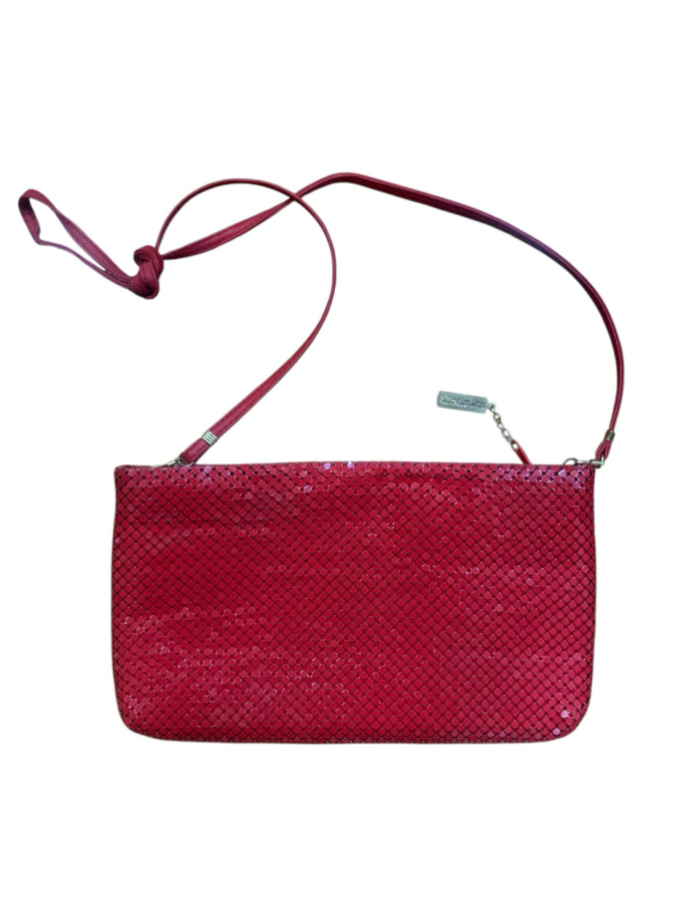 Vtg Women's Whiting and Davis Red metal Mesh shoulder Bag One Size - Picture 2 of 5